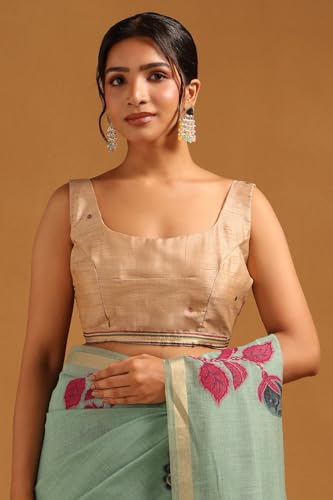 Soch Womens Powder Blue Chanderi Woven Design Saree