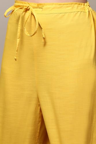 BIBA Women's Cotton Salwar Suite Set (Yellow)