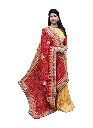RANISATIYA Womens New Open Pure Georget Dupatta,Free Size,red