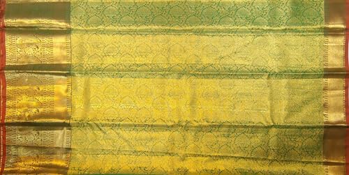 VFCollections Women's Traditional Handloom Kanchipuram Silk Pure Pattu Sarees | Rich Zari Woven Design | Unstitched Blouse (VFC548-4)
