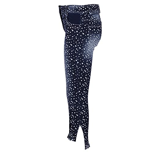 Cutecumber Girls Cotton Rich Denim Strech Fit Jeans – White Heart Print & Fringe Hem, Stylish Casual Outfit for Baby Girls & Kids (Age 1–15 Years)