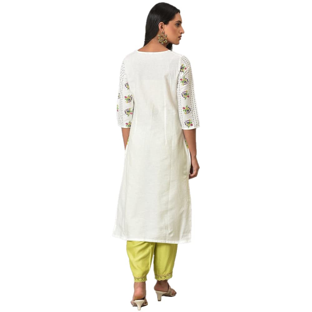 W for Woman Women's Cotton Blend Regular Fit Kurta (23FEW18915-119814_Ecru_3XL)