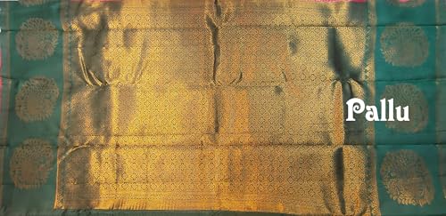 SREE KUMARAN Women's Kanchipuram Kubera Silk Pure Pattu Saree - Peacock Border With Blouse (VSK569-7)