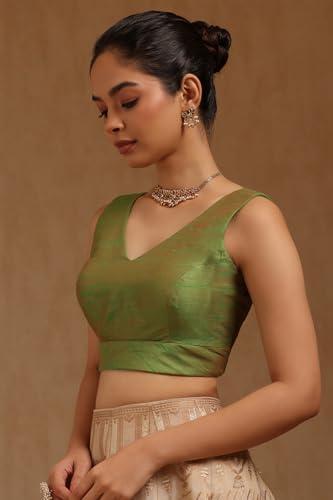 Soch Womens Light Green Tussar Solid Padded Blouse