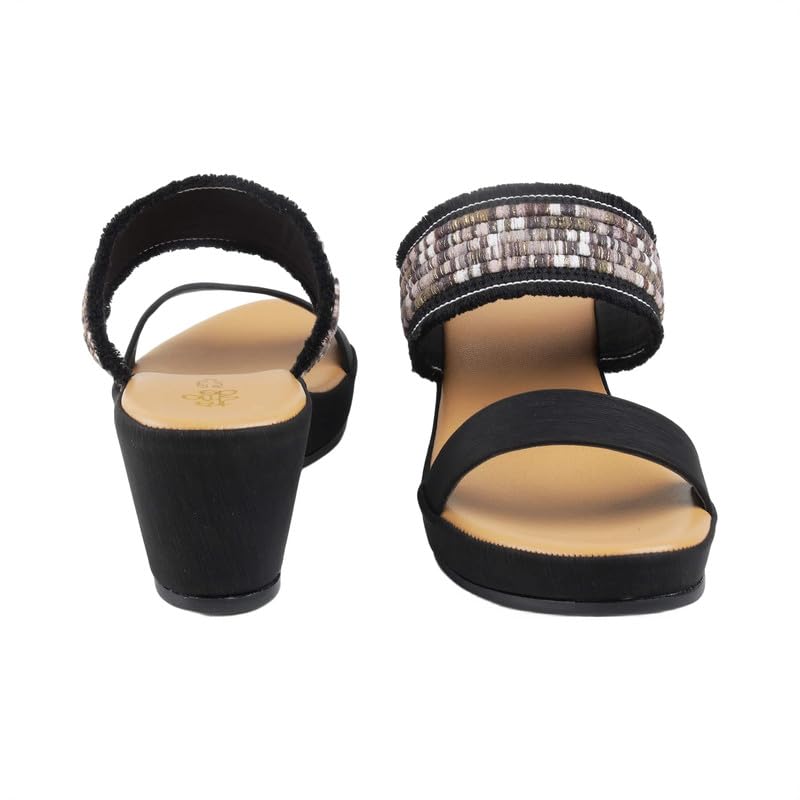 tresmode ATHN Black Women's Dress Block Heel Sandals in Size 7 UK / 40 EU