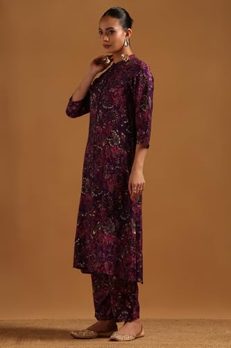 Soch Womens Purple Muslin Ethnic Motifs Co-Ord Set