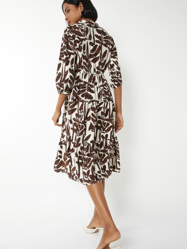 Max Women Printed Tiered Dress(Brown_XXL)