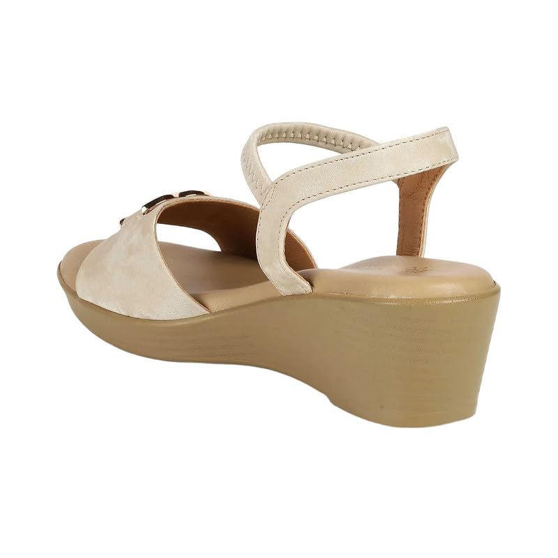 tresmode RERUN Cream Women's Dress Wedge Sandals in Size 3 UK / 36 EU