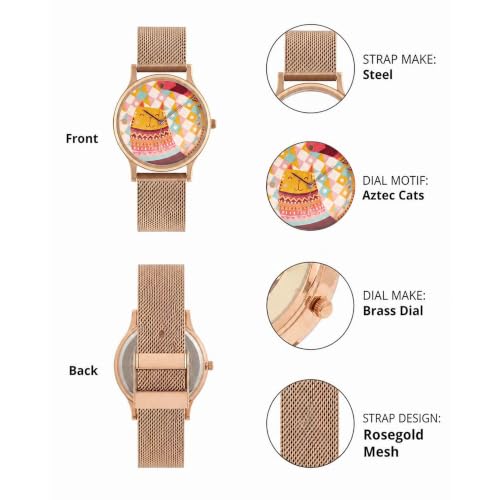 TEAL BY CHUMBAK Analog Wrist Watch for Women | Round Dial | Floral Strap | Stylish Fashion Watch | Gift for Girls & Ladies | Casual & Work Wear