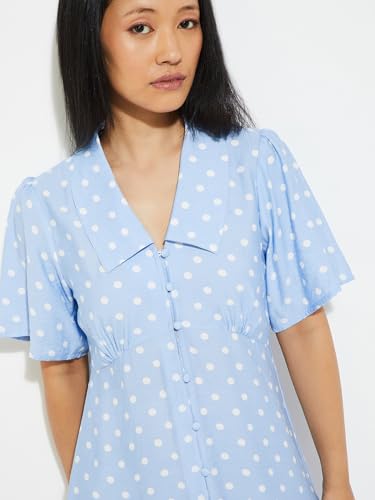 Max Alaya F x URB_N Women Printed A-line Dress (Blue_M)