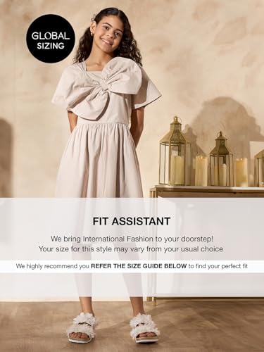 Max Girl's Cotton A-Line Midi Dress (B25KGOFSDR563_Cream