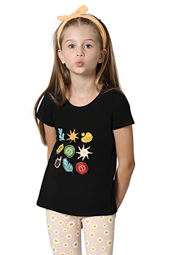 Van Heusen Girls T-Shirt - 100% Cotton - Ultra Soft, Round Neck, Short Sleeve_56405_Black_7-8 Years