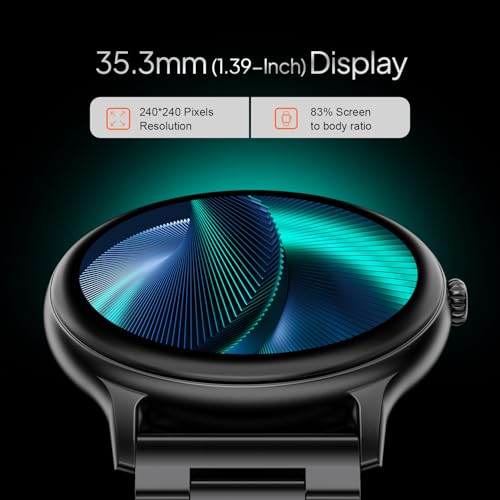 Fire-Boltt Phoenix Pro Round Smart Watch 1.39" Display with Bluetooth Calling, AI Voice Assistant,SpO2 & Heart Rate Monitor, 120+ Sports Modes,IP67 Waterproof Metal Smart Watch for Men & Women - Black