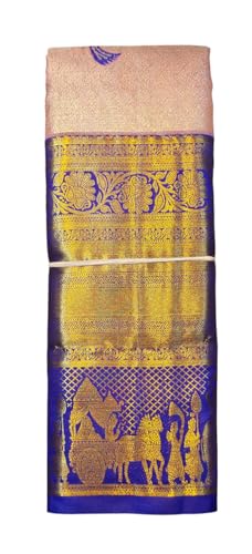 VFCollections Women's Traditional Handloom Kanchipuram Silk Pure Pattu Sarees | Rich Zari Woven Design | Bridal Saree | Unstitched Blouse (VFC696-5)