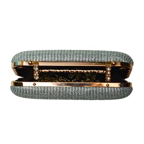 Artklim Sky Blue Shimmery Fabric Party Clutch Bag For Women