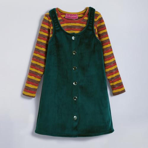 Hopscotch Girls Green Sleeveless Striped Pinafore Dress with Blouse for Age (2-3 Years)