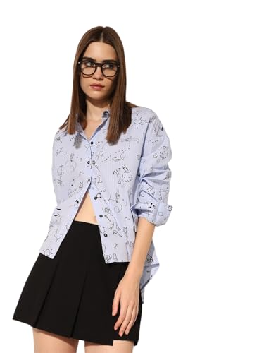 ONLY Women's Regular Fit Blue Shirt
