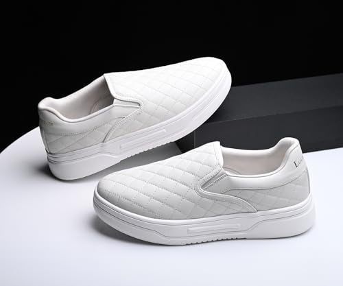 LOUIS STITCH White Sneakers for Men | Lightweight Slip-On Walking Shoes for Men | Comfortable Casual Wear | Flexible, Breathable, Stylish & Durable All-Day Wear (SNK-CUSOWH) (Size- 6 UK)