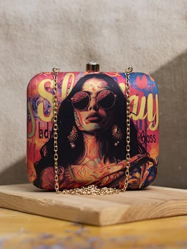 Indian Woman Portrait Printed Clutch