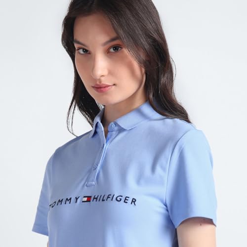 Tommy Hilfiger Blue Solid Polo Collar Short Sleeves Women Polo Dress (XL) - S24HWDR026