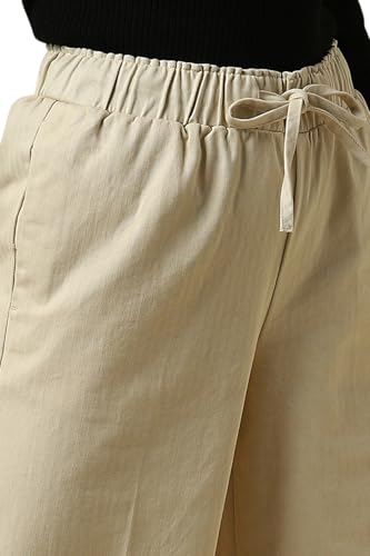 Women Beige Regular Fit Textured Casual Trousers