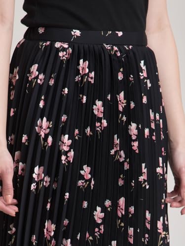 FableStreet Women Formal Skirt | Elegant A-Line Fit Knife Pleated Midi Design with Side Zip Closure | Smooth Texture & Classic Style for Office & Elevated Occasions Black