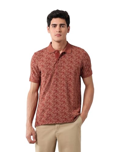 Arrow Sports Men's Floral Regular Fit Polo Shirt (ASAJTS3466_Rust