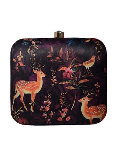 Deer And Flower Printed Clutch