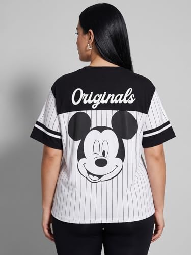 Max URB_N Women Mickey Mouse Oversized T-Shirt (White_L)