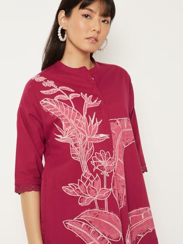 Max Women Printed Straight Kurta Set (Red_XXL)