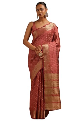 Soch Womens Onion Pink Art Silk Geometric Zari Woven Saree