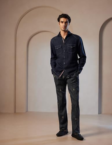 U.S. POLO ASSN. Pacho X Convertible Collar Linen Shirt (USSHTP0921_Navy_40)