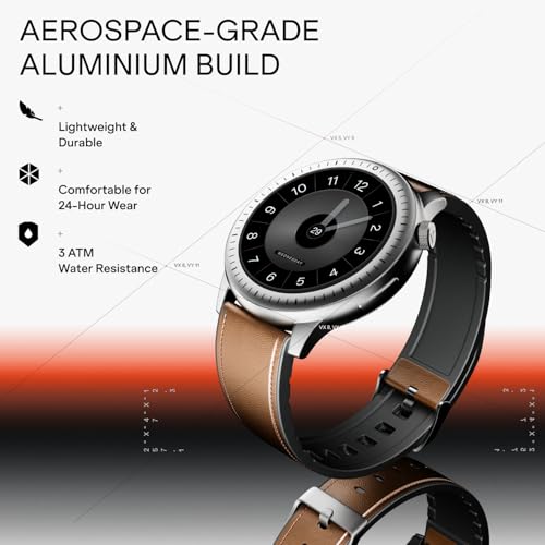 boAt Valour Watch 1 R, AI Smart Habit Builder, 1.43" 3D Immersive AMOLED Display, 1000 nits, Light-Weight Aluminium Build 3 ATM, 10 Days Battery Life, Smart Watches for Man (Oak Leather)