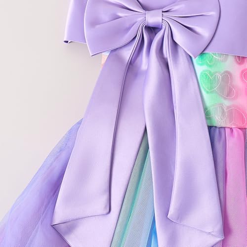 Hopscotch Girls Multi Short Sleeves Oversized Bow Applique Gown for Age (8-10 Years)