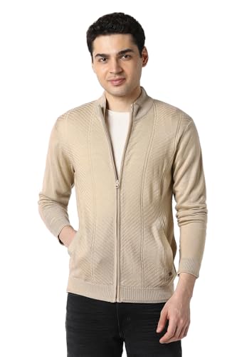 Men Beige Textured Sweater
