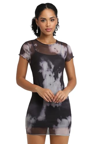 Forever 21 Women's Polyester Blend Modern Mini Dress (FWS24CDRF013401_Black