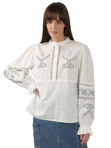 VERO MODA Women's Cotton Regular Fit White Top