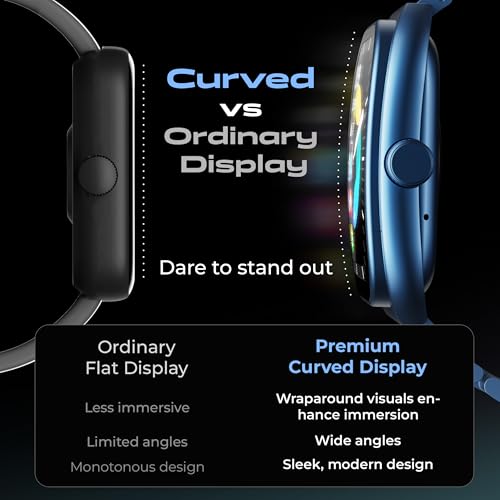 GOBOULT Trail Smart Watch 2.01'' 3D Curved HD Display, Bluetooth Calling, Working Crown,190+Watchfaces,500 Nits Brightness, AI Voice Assistant,120+ Sports Mode (Metal Blue)