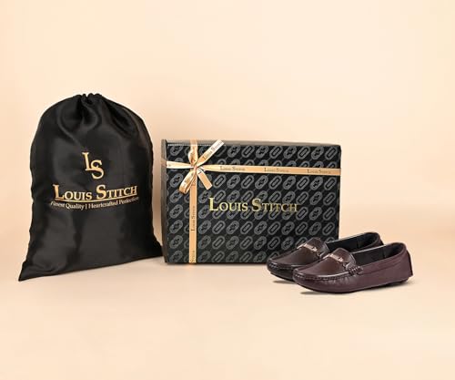 LOUIS STITCH Women’s Brown Premium Slip-On Loafers with Buckle | Elegant Solid Slip-On Comfort Shoes for Casual and Formal Wear | Slip-On Loafer Shoes for Women | LSLD-BLR-HS04-BB | UK-7