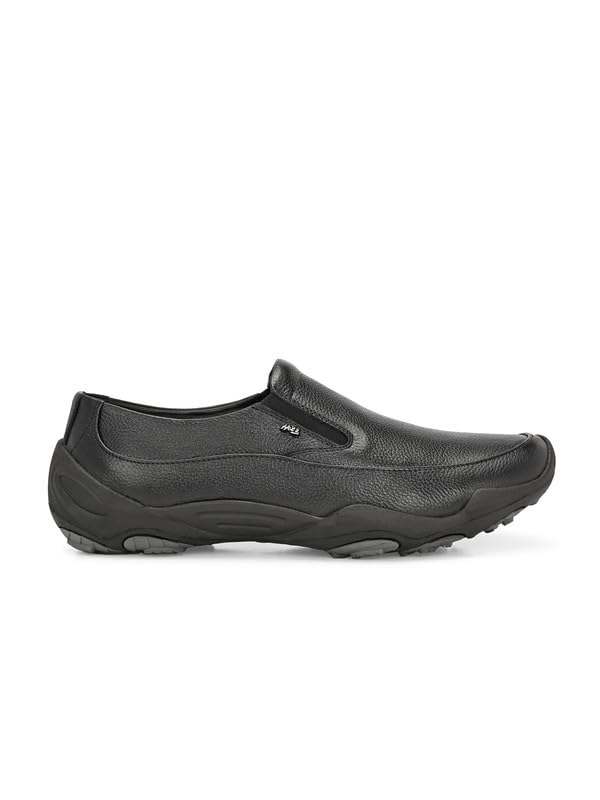 HITZ Black Leather Casual Shoes for Men's