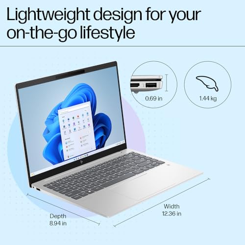 HP Pavilion Plus, 13th Gen Intel Core i5-1335U Laptop (16GB DDR5, 512GB SSD) IPS WUXGA Anti-Glare, 14"/35.6cm, Win 11, M Care Pack 2 Years Additional Warranty with Onsite Support