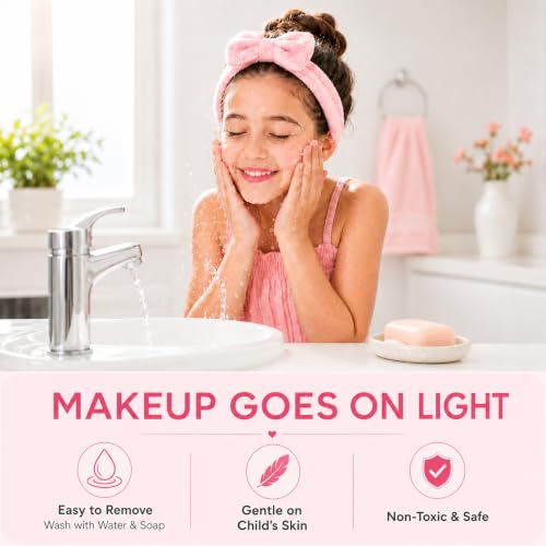 Real Kids Makeup Kit for Girls | 15 Pcs Unicorn Soft Bag with Beauty Set | Washable Play Makeup Kit includes Eyeshadow, Blush, Compact Powder, Lip Gloss, Beauty Blender & Brushes | Birthday Gift for Ages 7–16