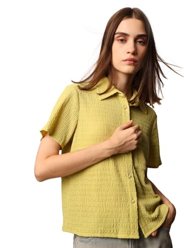 ONLY Women's Regular Fit Green Shirt