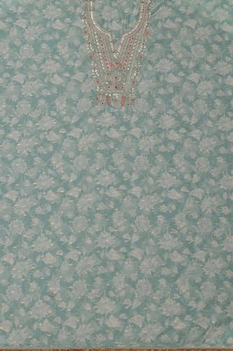 Soch Womens Sap Green Chanderi Floral Dress Material With Cutdana
