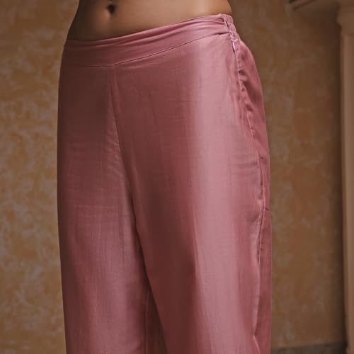 Biba Women's Poly Net Kurta Set (SKDGOGLM30957AW25PCH_Peach