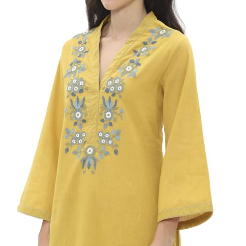 Rangriti Women's Cotton Kurta Set (PEPAMS22032SS25YEL_Yellow
