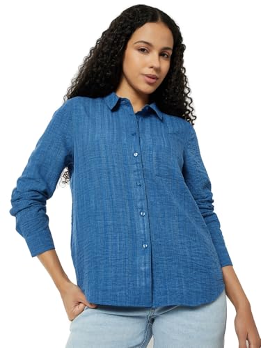 Max Women Textured Shirt (Blue_XXL)