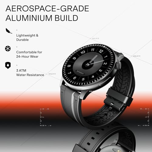 Boat Valour Watch 1 R, AI Smart Habit Builder, 1.43" 3D Immersive AMOLED Display, 1000 nits, Light-Weight Aluminium Build 3 ATM, 10 Days Battery Life, Smart Watches for Man (Obsidian Black)