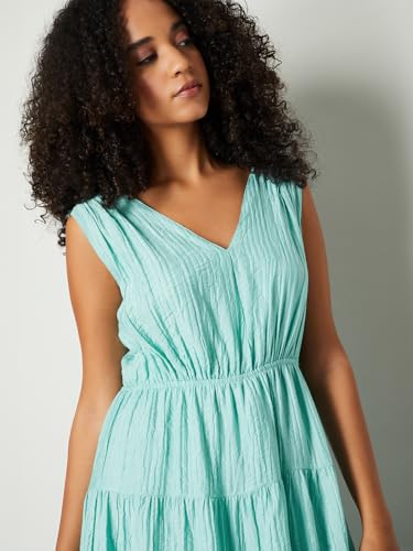 Max Women's Wool Blend A-Line Below The Knee Dress (B25WCLFSCTS119EX_Blue