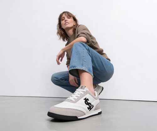 LOUIS STITCH Women’s Grey and White Casual Lightweight Sneakers | Ortholite Cushioned Comfort | Dual-Color TPR Sole | Lightweight & Comfortable Casual Lace-Up Shoes | LSD-SNK-NBL-GYWH | UK-8